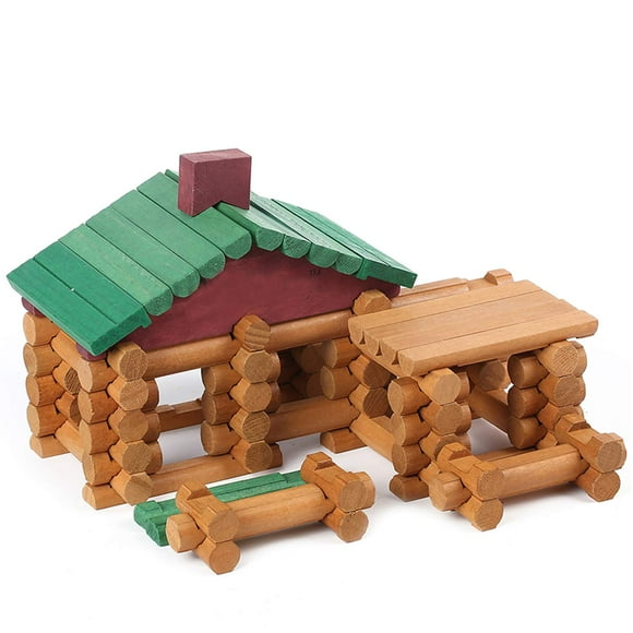 Juego de troncos de madera Wondertoys para cabañas de construcción, 90 piezas