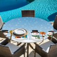 thumbnail image 6 of Blue Christmas Round Tablecloth, Fitted Table Cover with Elastic for 45"-54" Round Tables, Xmas Snowman Winter Snowflakes Forest Tree Table Cloth Outdoor Indoor Dinning Party Waterproof Tablecloths, 6 of 7