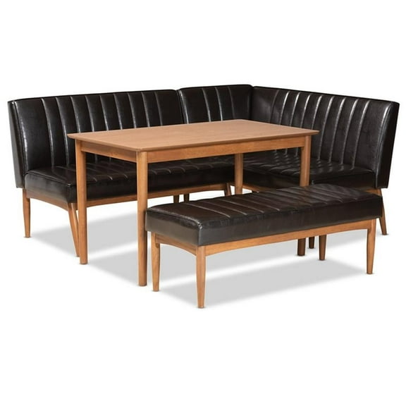 Bowery Hill Dark Brown and Brown Finished Wood 4-Piece Dining Nook Set