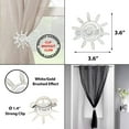 thumbnail image 5 of Set of 2 Metal Curtain Tiebacks – Helios Sun Design – Elegant Decorative Clips for Drapes and Curtains – White/Gold, 5 of 6
