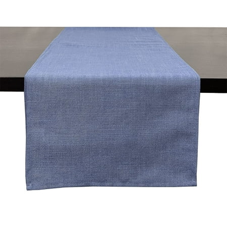 

Fennco Styles Everyday Design Solid Color Table Runner 16 W x 90 L - Indigo Table Cover for Home Farmhouse Décor Banquets Family Gathering and Special Occasion
