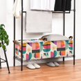 thumbnail image 3 of Yayeee Foldable Storage Basket for Shelves with Handles Waterproof Cloth Bins, Beige Abstract, 3 of 7