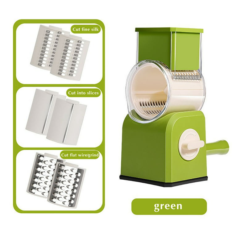 Pompotops 3 in 1 Rotary Cheese Grater with Handle Kitchen Manual Vegetable  Slicer Nuts Grinder Round Tumbling Box Cheese Shredder Drum 3 Replaceable