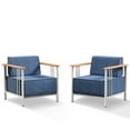 thumbnail image 3 of PARKWELL Outdoor Sofa Chairs Set of 2,Patio Oversized Metal Club Chairs with Luxury 10-Inch Thick Cushions for Front Porch Deck,White/Navy, 3 of 9