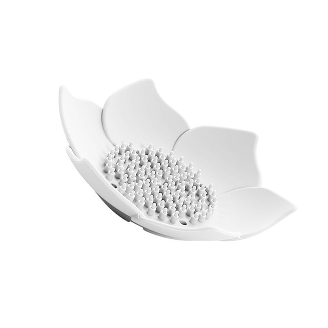 Billuyoard Placa de almacenamiento Soporte de drenaje de silicona Organizador de almacenamiento en forma de flor para baño Cocina, Blanco cremoso Type3 NO3 Billuyoard HA003269-04
