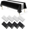 thumbnail image 1 of 1 Pack Plastic Table Cloth Cover + 1 Pack Satin Table Runner for Parties  Disposable Tablecloth for Rectangle Tables  Birthday Wedding Graduation Mather Valentine‘s Day Christmas Party Su, 1 of 8