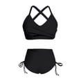thumbnail image 5 of LIUJUNSHOP Womens High Waisted 2 Piece Swimsuit, Color Block Full Coverage Bikini Sets, Tummy Control Ruffle V Neck 2026, 5 of 6