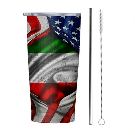 

Italian American flag 20oz Tumbler Insulated Stainless Steel Water Bottle Portable Travel Coffee Tea Mug Cup