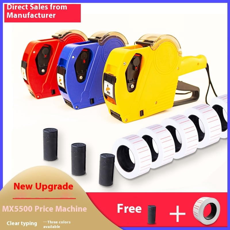 8-Digit Garvey Labeling Gun Kit - Heavy Duty Price Tag Gun with 11 Rolls (5500 Labels) & 2 Ink Rollers, Compatible with Garvey Tags