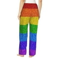thumbnail image 3 of Kll Womens Colorful Glitter Rainbow Print Pajama Pants Soft Pajama Bottoms For Women Cozy Lounge Pants, 3 of 9