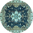 thumbnail image 1 of Ahgly Company Indoor Round Geometric Light Blue Traditional Area Rugs, 3' Round, 1 of 4