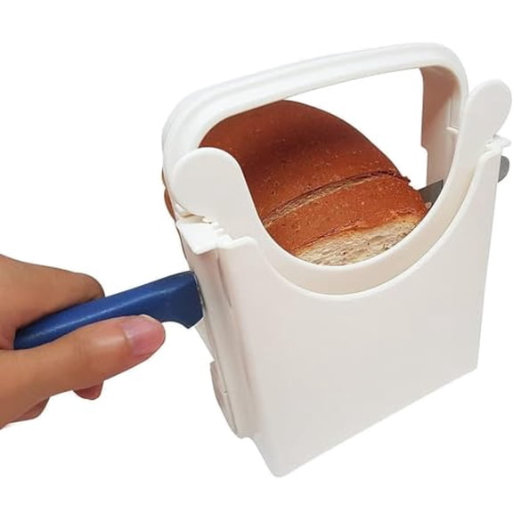 Bread Slicer Guide for Homemade Bread – Lightweight,Foldable,4 Slice Thickness Options | Easy to Use,Clean & Store | Durable ABS Plastic with Anti-Slip Base