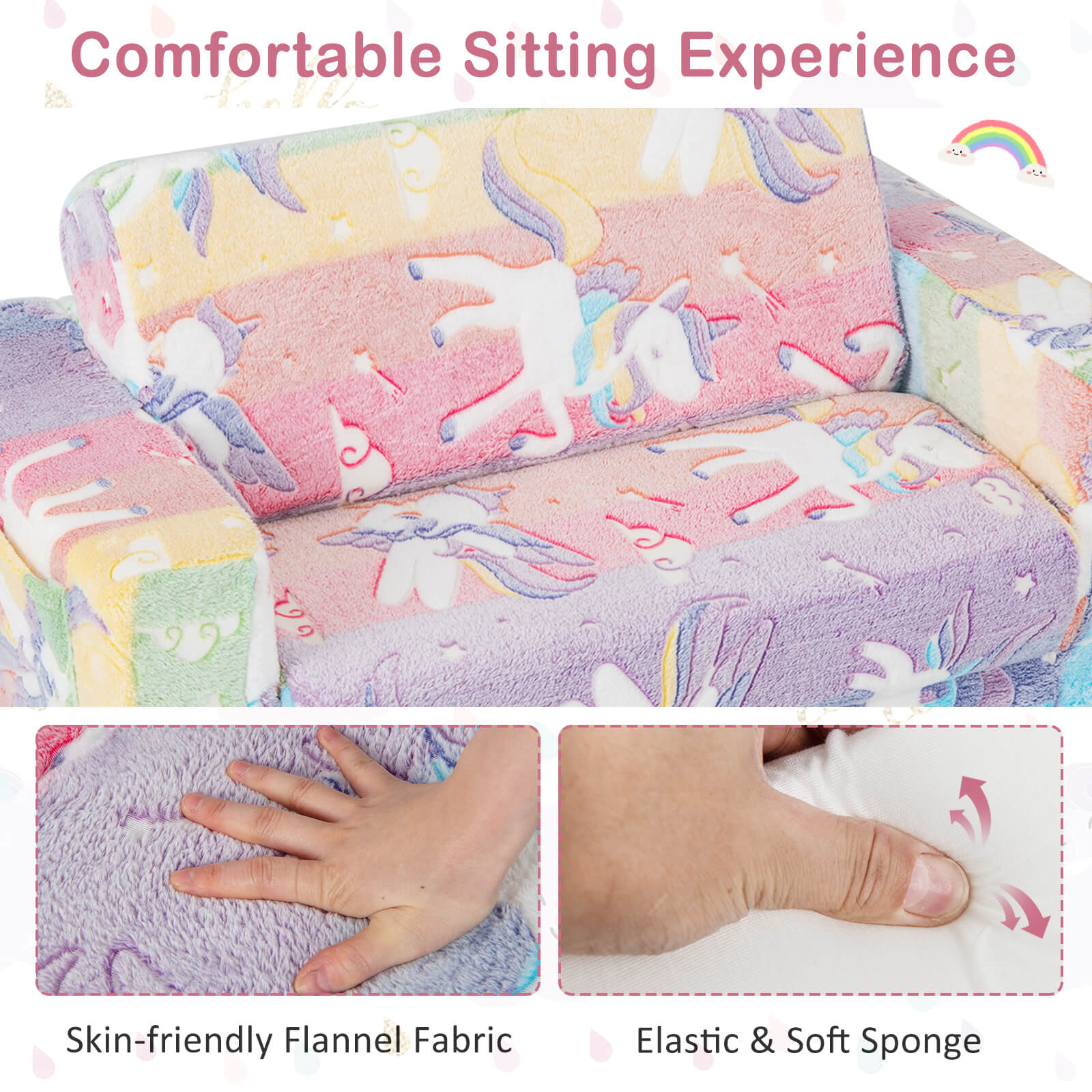 Infans 2-in-1 Flip Out Kid’s Sofa Chair Convertible Toddler Couch to Lounger
