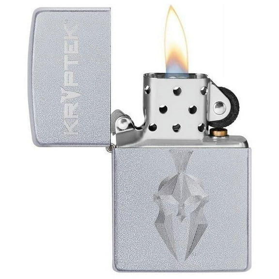 Zippo Kryptek Helmet Logo Satin Chrome Windproof Pocket Lighter