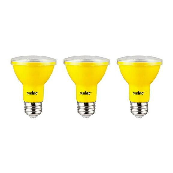 Sunshine Lighting B3166952 Sunlite LED PAR20 Colored Recessed Light Bulb - E26 Base - 3W - Yellow - Pack of 3