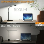 LEPOWER LED Desk Lamp, 800LM LED Touch Desk Lamp for Home Office, 12W 50 Lighting Modes Eye-Caring Reading Lamp Gooseneck Lamp