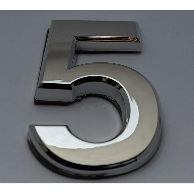 2 PCS - Apartment Number Sign/Mailbox Number Sign, Door Number Sign. Number 5 (Silver,3D, Size 2.75 x 1.75, Comes with Double Sided Tape)- The Maple line.