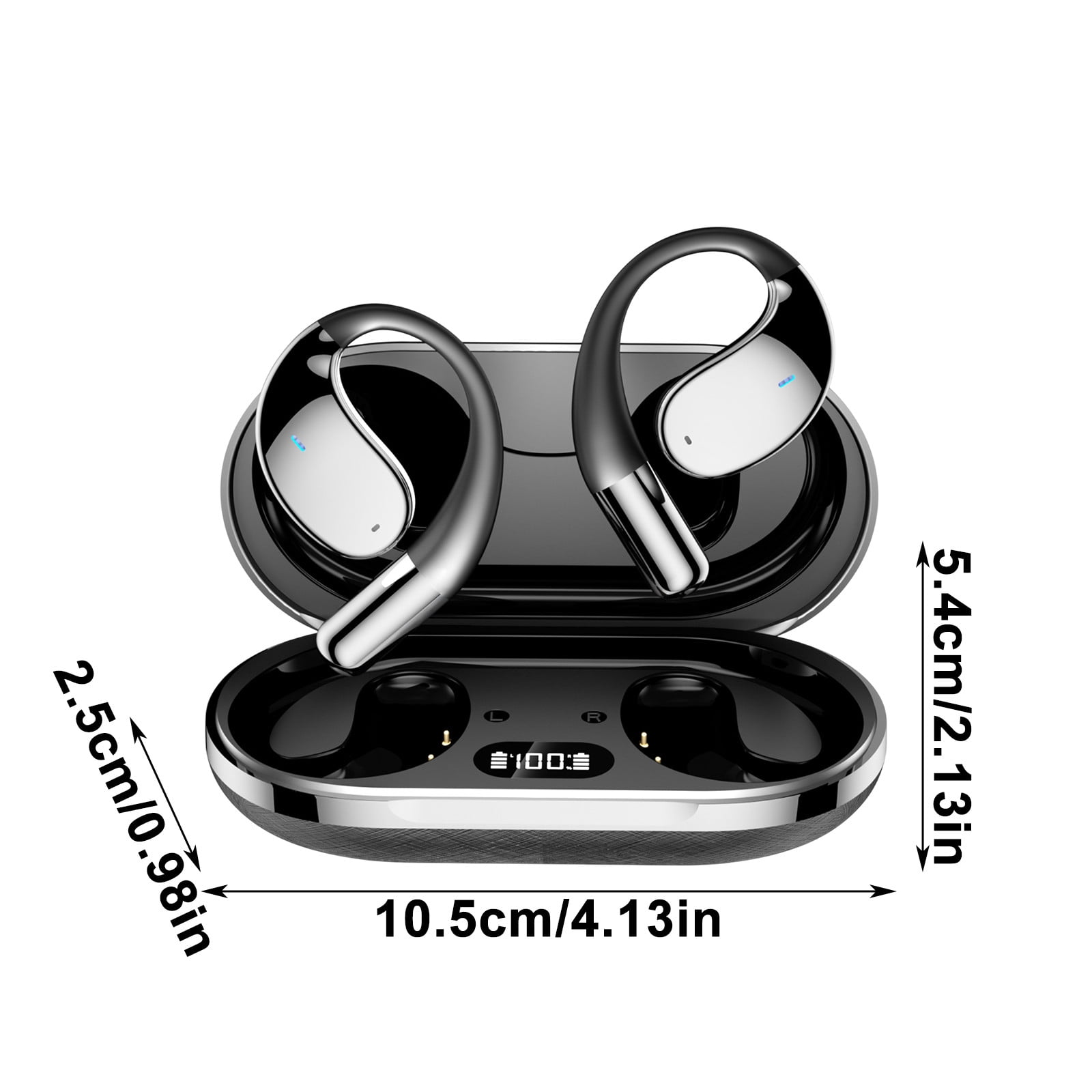 Headset with Bluetooth – Hanging Ear True Wireless Double Microphone Noise Reduction Surround Sound 5.4 Bluetooth Openear Earphones Intelligent Translation Earphones Meeting Minutes