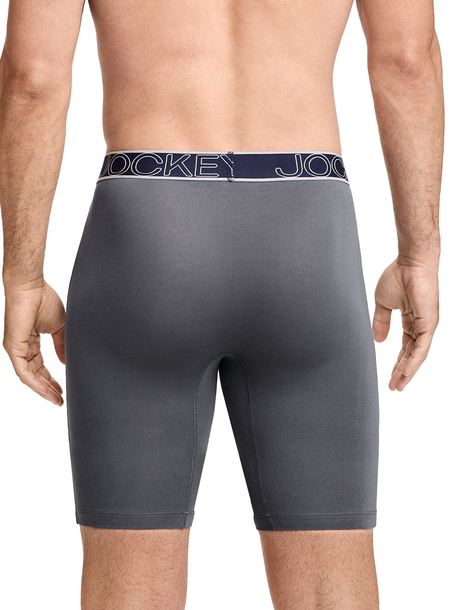 Jockey Essentials Men's Durable Cotton Stretch 8" Long Leg Boxer Brief - 3 Pack
