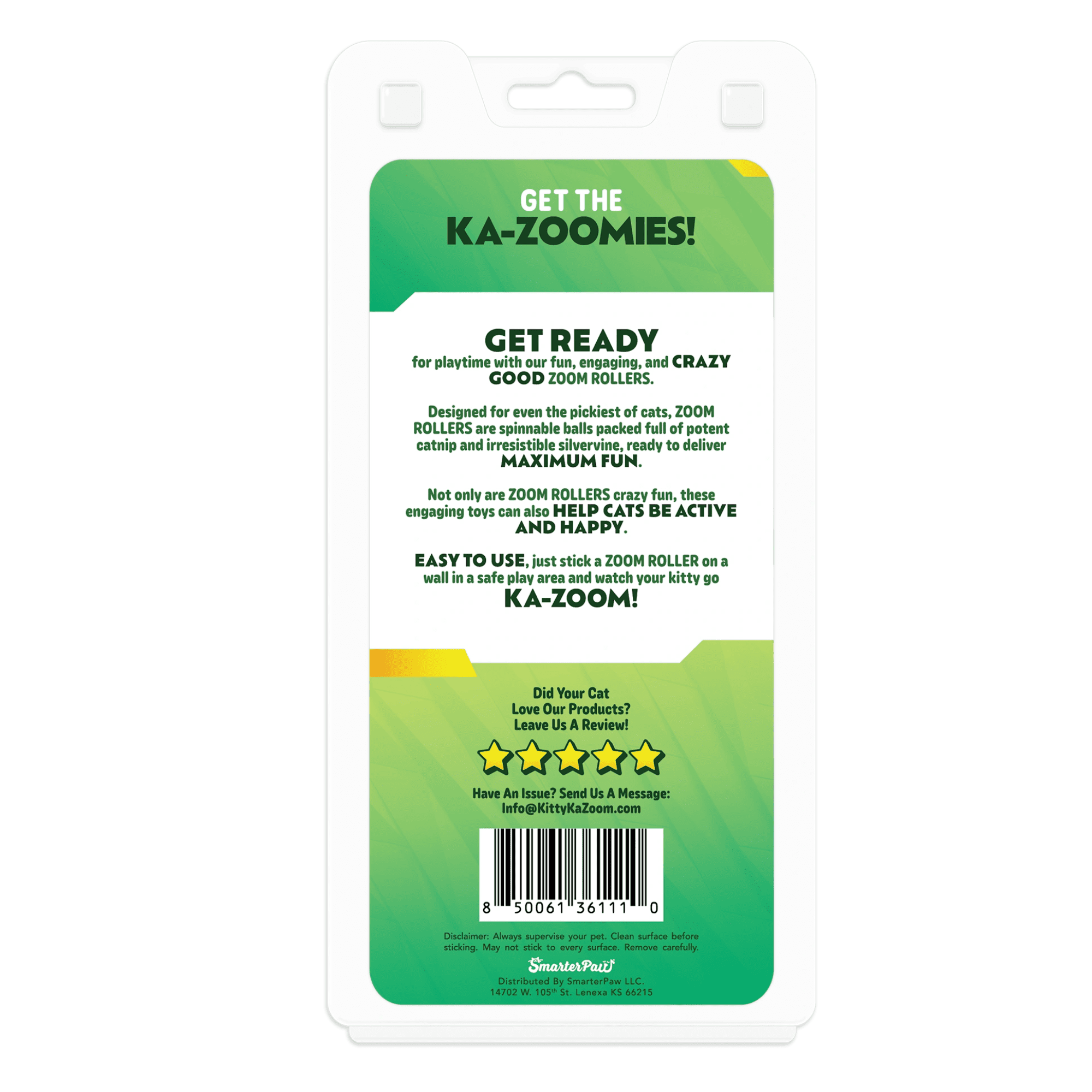 Kitty Ka-Zoom Catnip and Silvervine Compressed Catnip Rollers, Interactive Catnip, High Potency Hand Harvested Catnip