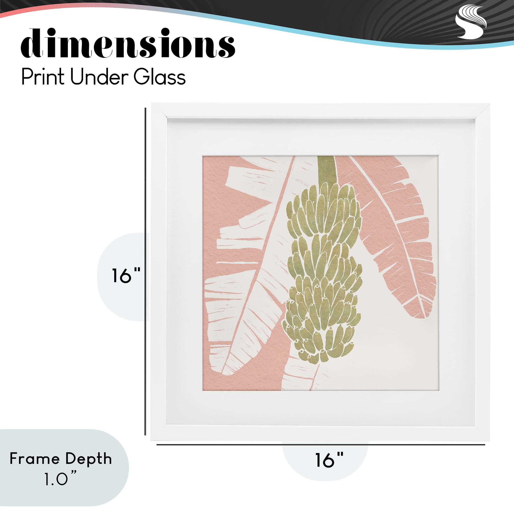 Stupell Industries Banana Bunch Amid Pink Leaves White Framed Print Under Glass, design by Yuyu Pont