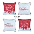 thumbnail image 2 of Decorative Merry Christmas Throw Pillow Cover Set of 4 Square 18" x 18" White & Red for Couch, Bedding, 2 of 7