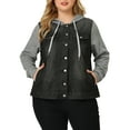 thumbnail image 5 of MODA NOVA Juniors Plus Size Layered Drawstring Hood Denim Jacket Black 3X, 5 of 6