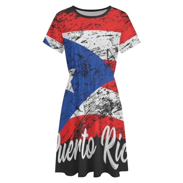 Puerto Rico Short Sleeve Dress Women Summer Evening Dresses Ladies Sundress  - Walmart.com
