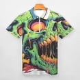 thumbnail image 3 of Psychedelic Zombie Skull Print Men Zipper T-shirt Summer Casual Short Sleeve T-shirt Top, 3 of 7