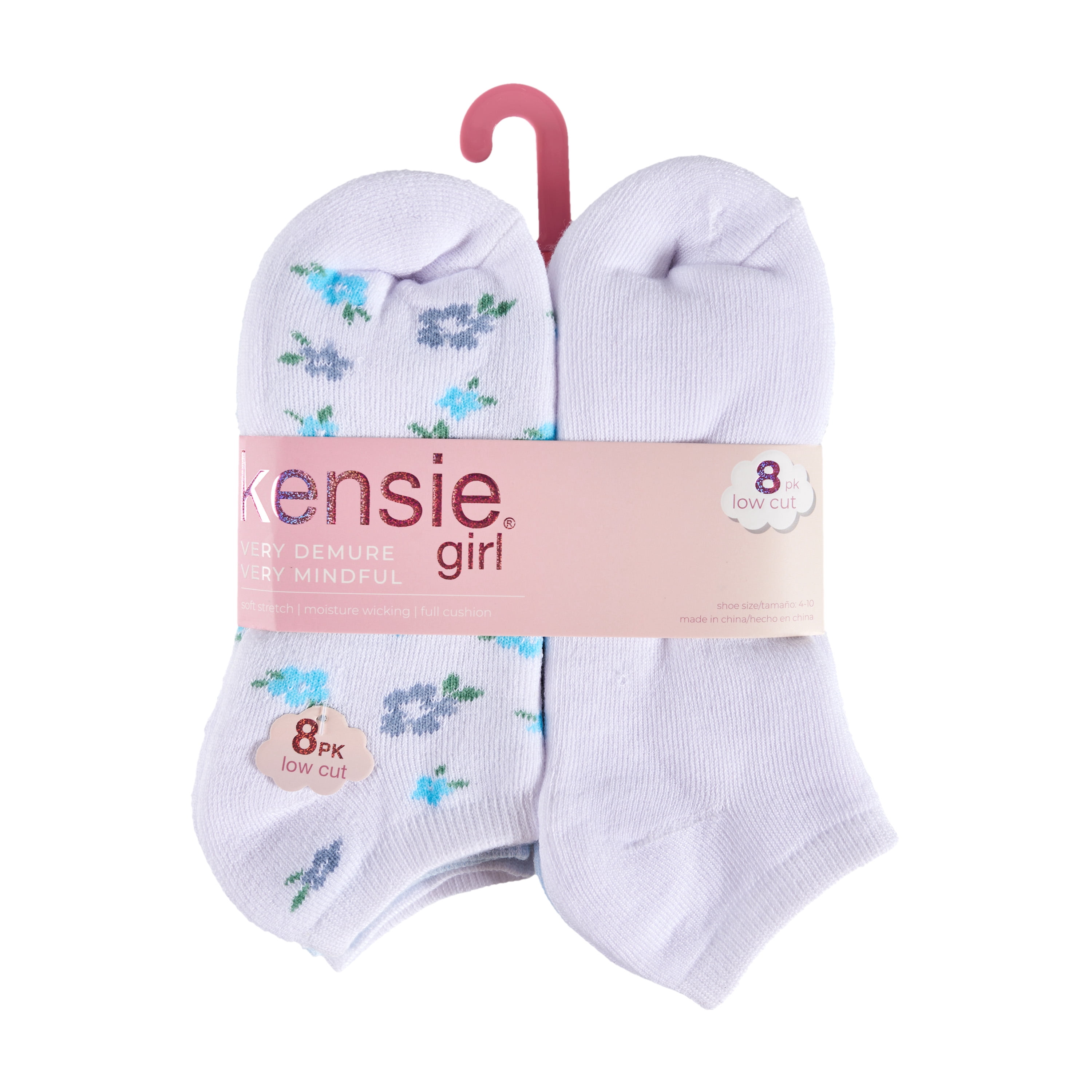 Kensie Girls Full Cushion Low Cut Kids Socks (8-pack) – Flower