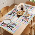 thumbnail image 5 of Easter Placemats Set of 12 Spring Leopard Printed Bunny Colorful Striped Place Mats Indoor Wipeable Table Mats Washable Cloth Dining Table Placemats for Kitchen Holiday Party Home Decor 13x19 Inch, 5 of 9