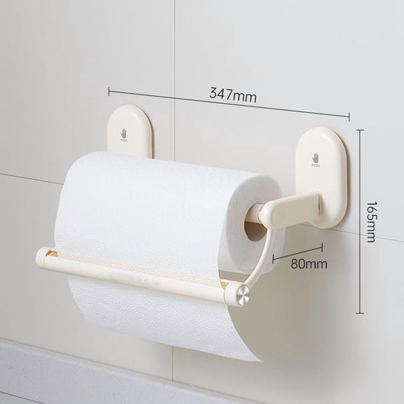 RXIRUCGD Wall Mounted Kitchen Paper Towel Holder with Suction Cups - No Drill Installation for Cling Film and Foil Storage - One Hand Tear Dispenser for Convenient Use