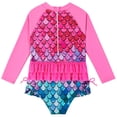 thumbnail image 2 of YTDSCS Girls One Piece Swimsuits Long Sleeve Bathing Suits for Kids Baby Toddler Printing New Fashion Swimwear 1-5Y Girls Soft Comfy Quick Drying UV One Piece Swimwear Sun Protection, 2 of 8