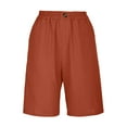 thumbnail image 4 of Aobny Orange Fashion Women's Shorts Pockets Bermuda Shorts High Waisted Knee Length Cotton Linen Spring Pants,XXL, 4 of 7