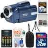 Vivitar DVR-508 HD Digital Video Camera Camcorder (Blue) with 32GB Card + Batteries & Charger + Case + Tripod + Kit