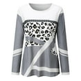 thumbnail image 3 of Womens Work Shirts Long Sleeve Tops Fashion Casual Crewneck Leopard Print Flannel Brushed Fall Clothes for Women Tees Blouses White XL, 3 of 6