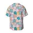 thumbnail image 5 of Uemuo Colorful Cute Pig Pattern Cotton Linen Short Sleeve Shirts,Casual Lightweight Button Down Shirts,Vacation Beach Summer Tops-Small, 5 of 7