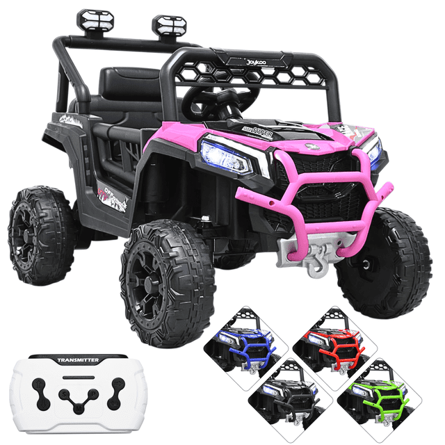 Montable Eléctrico para Niños 4x2 con Luces Delanteras Puertas Volante con Sonido Bluetooth Batería 12V desde 3 Años hasta 30 kg - Rosa