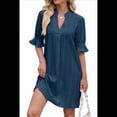 thumbnail image 3 of Vestido Recto Casual con Cuello en V Azul Oscuro XXL, 3 of 10