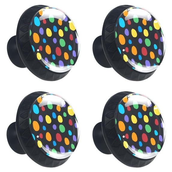 4 Pcs Colorful Dots Knobs for Kitchen Cabinet Cupboard Dresser Bookcase Drawer Pulls Handles Round Home Decor