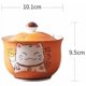 thumbnail image 5 of Azucarero de cerámica con forma de gato de la suerte japonés, recipiente para guardar sal, tapa y cuchara, 5 of 8