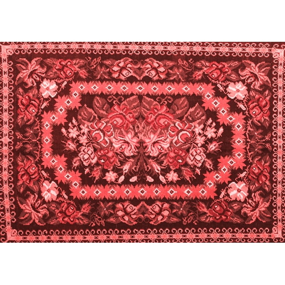 Ahgly Company Indoor Rectangle Medallion Red French Area Rugs, 8' x 12'