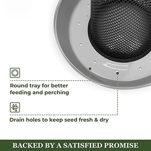 Finch Feeders for Outdoors Hanging, Metal Mesh Tube Bird Feeder for Nyjer/Thistle Seed, 2.5 lbs Large Capacity (Grey)