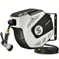 thumbnail image 4 of 65/100FT X 1/2" Retractable Garden Hose Reel, Decorative Outdoor Garden Hose Reels - Automatic Self Retract Wall Mount Hose Reel Enclosed Storage, Any Length Lock, 10 Pattern Nozzle-Grey, 4 of 11