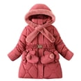 thumbnail image 2 of Puffer Jackets for Girls Fleece Lined Coats with Pockets Hooded Belt and Gloves Size 6-13 Teens Solid Long Sleeve Zip Up Thermal Warm Winter Jacket, 2 of 7