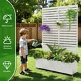 thumbnail image 5 of FOOWIN 71" H Metal Planter with Trellis and  Wheels , Outdoor Raised Garden Bed for Climbing Plants, Trellis Planter Box with Drainage Hole, White, 5 of 10