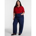 thumbnail image 2 of Terra & Sky Women's Plus Ribbed Henley Sweater Top with Elbow Length Sleeves, Sizes 0X-5X, 2 of 5