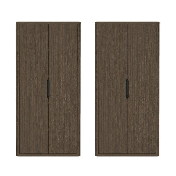 Rivington Modern Bookcase Cabinet in Walnut (5-Shelf) - Set of 2