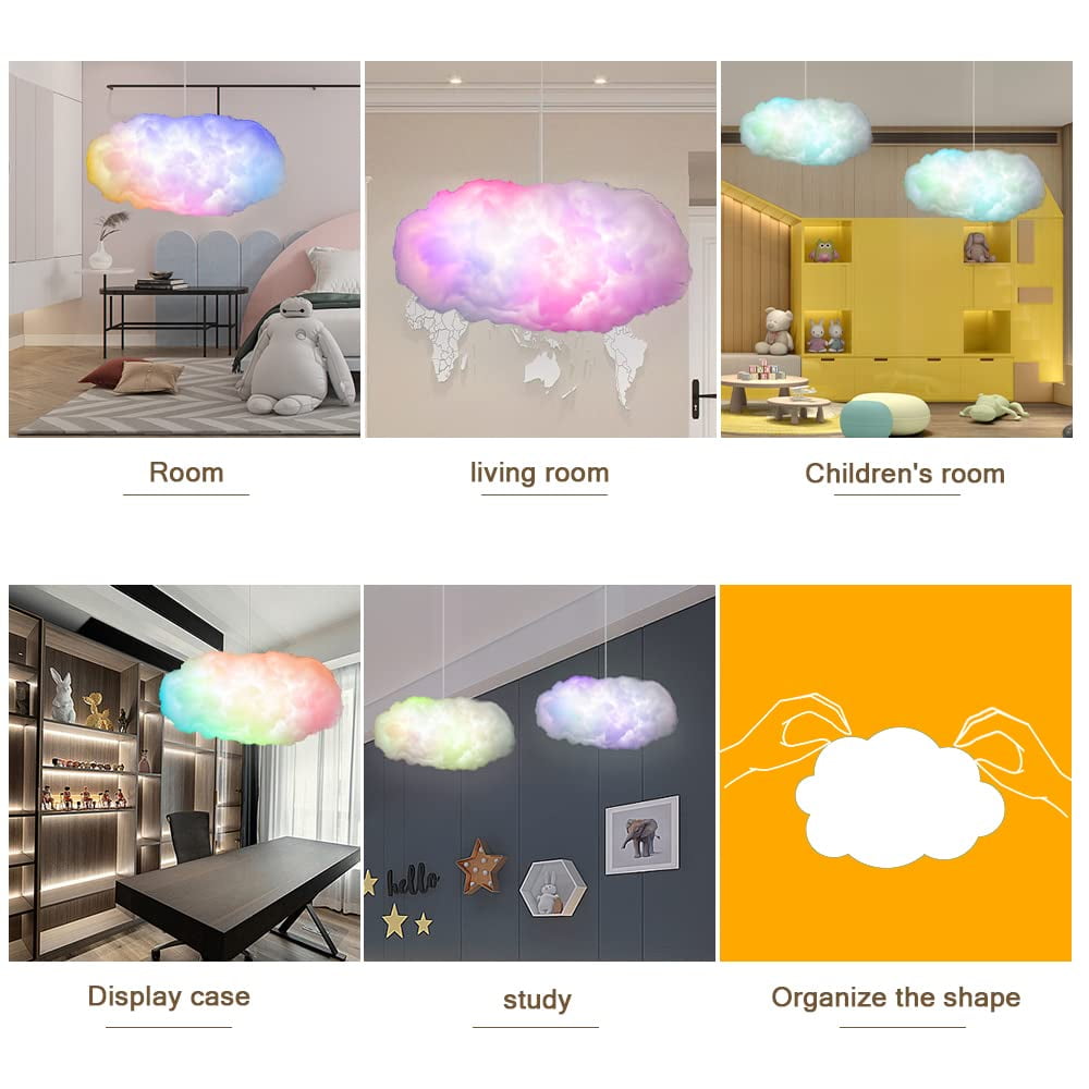 Tetou Cloud Lightning Light 23.6 inches Modern Multicolor Music Sync 2-Lights Wireless USB-Powered