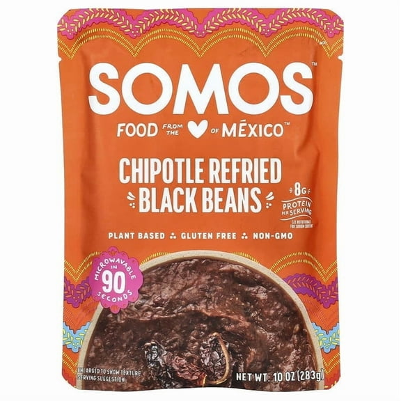 Somos, Chipotle Refried Black Beans, Medium, 10 oz Pack of 2